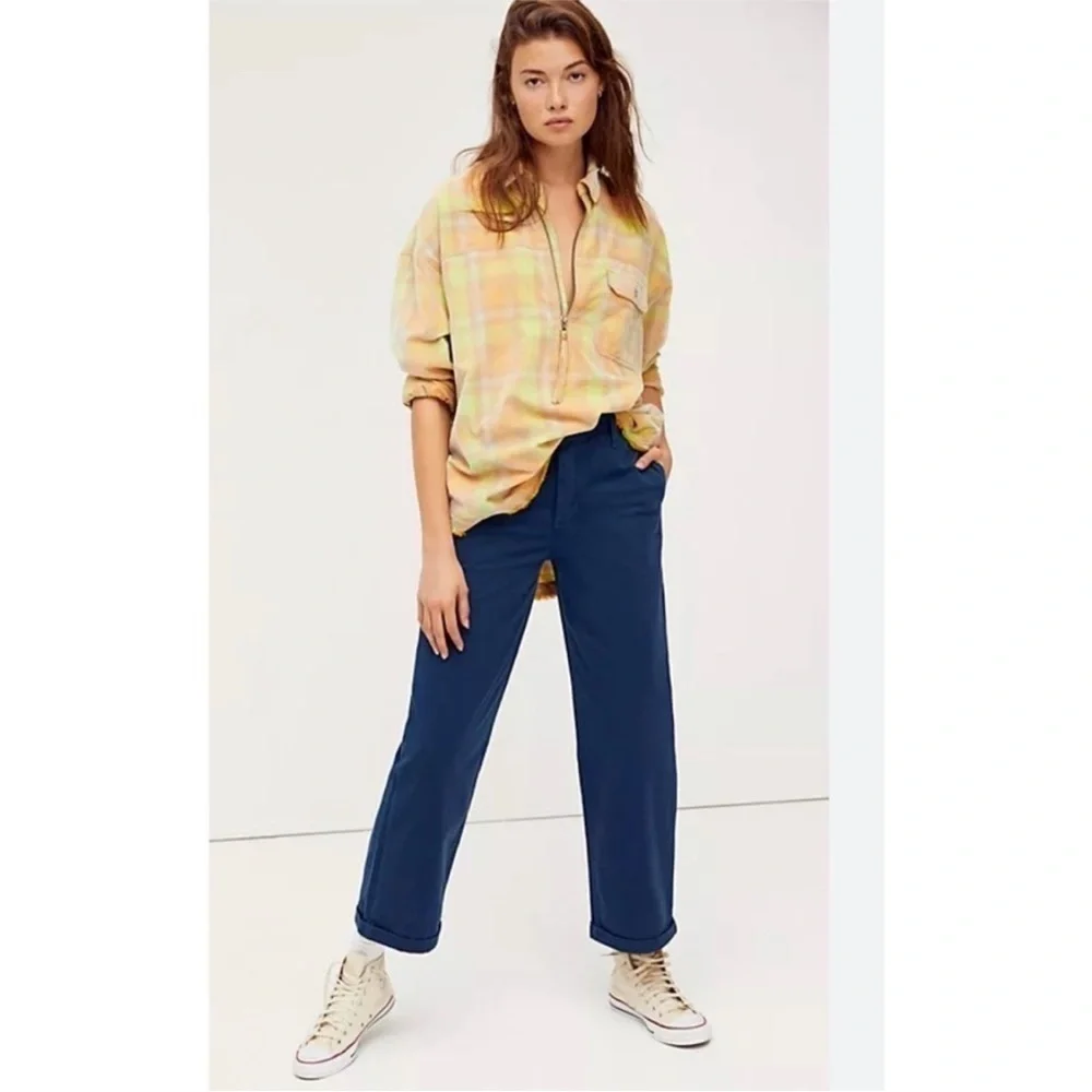 Free People Blue Relaxed Boyfriend Chino Pants